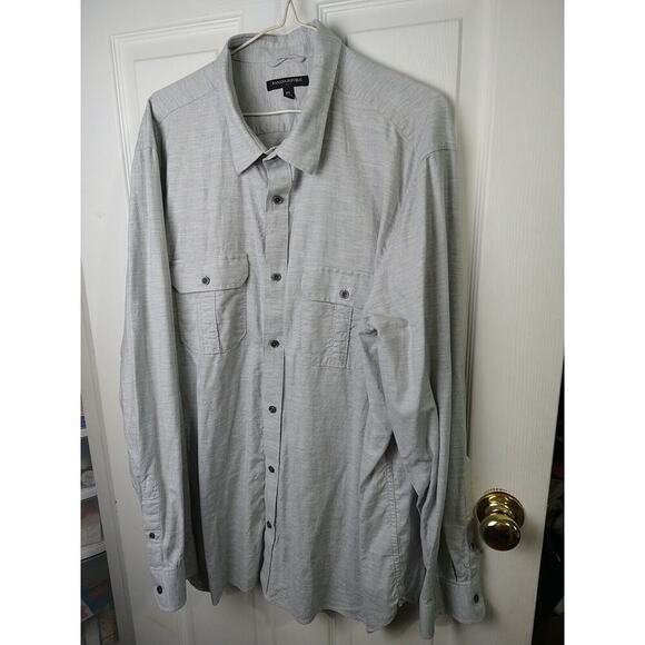 Banana Republic Men's XXL Shirt Long Sleeve Grey Collared Button Pocket Dress... - Picture 2 of 9